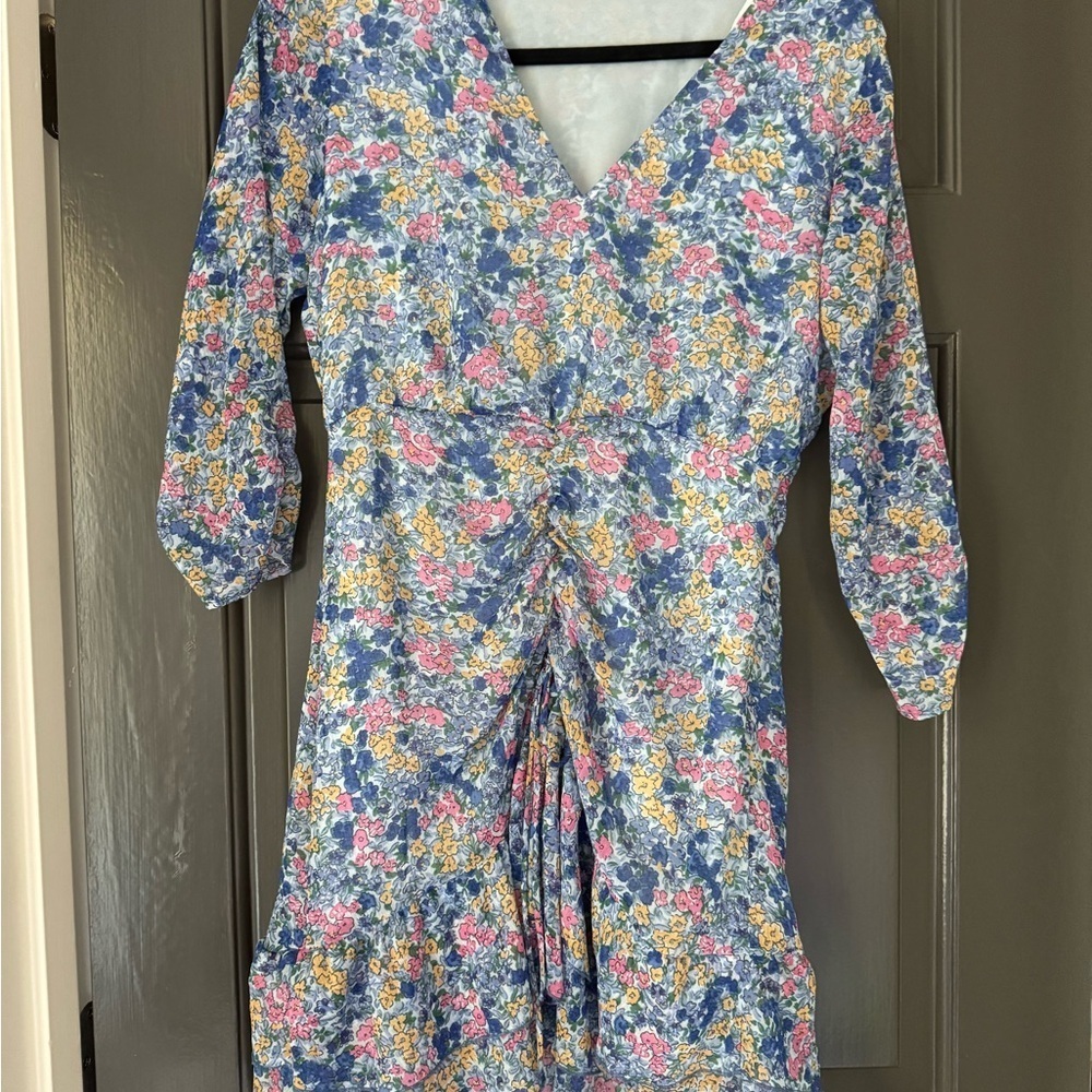 Zara Blue Floral Long Sleeve Dress - Picture 2 of 2